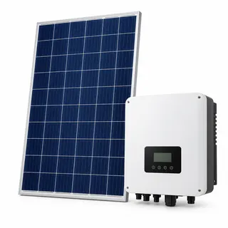 Painel solar e inversor fotovoltaico, imagem ilustrativa